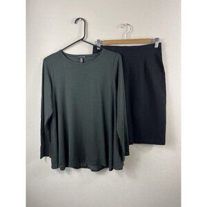Eileen Fisher Lot 2pc Knit Pencil Skirt And Knit Top Shirt Size Petite XS